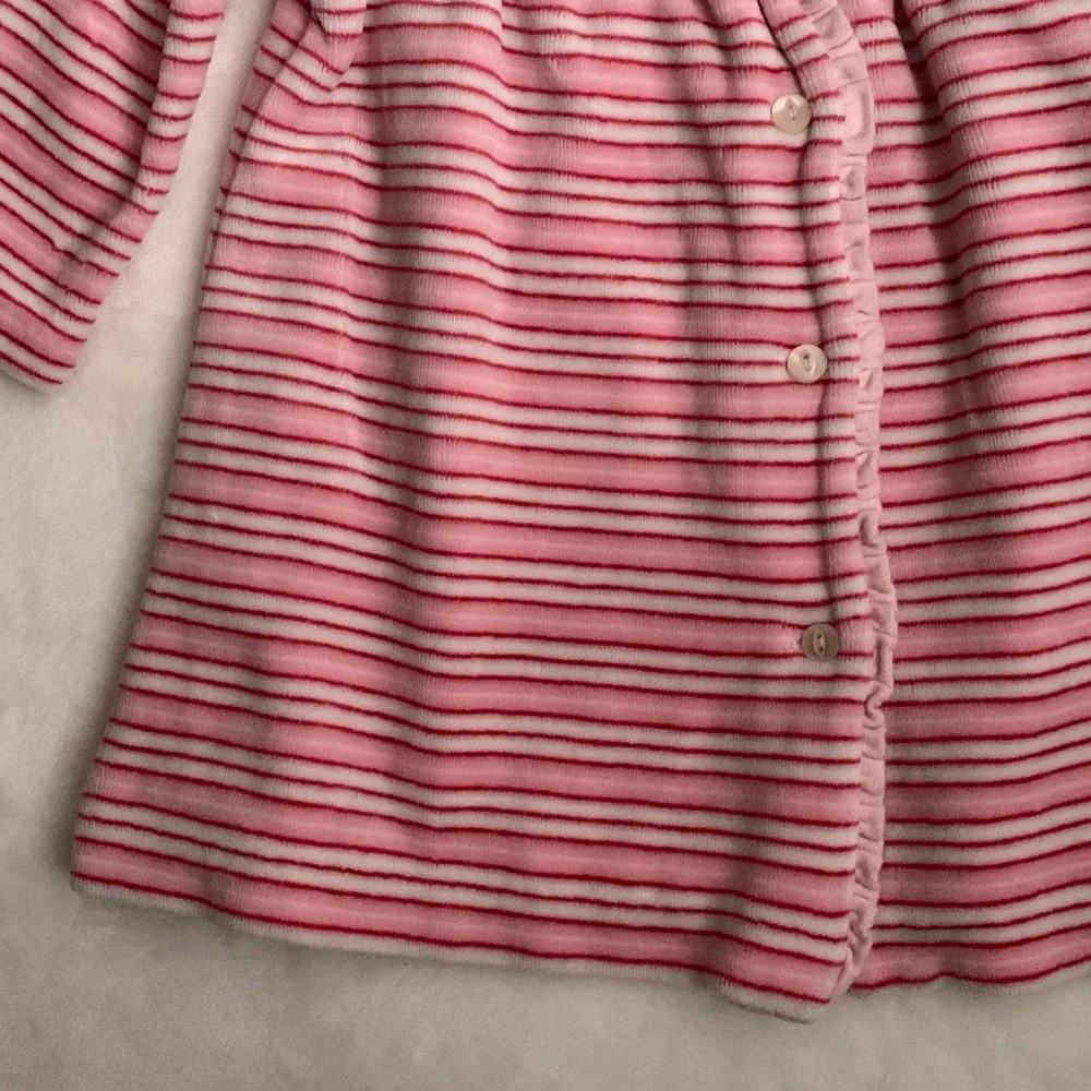 Ralph Lauren Baby Girl Pink Stripe Velour Button Front Dress 3 Months Valentine
